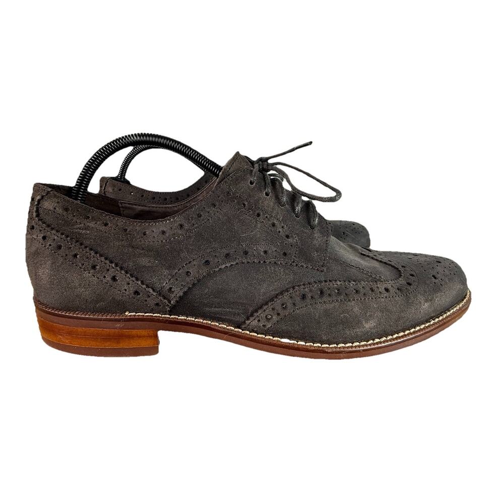 Joseph Abboud Mens Shoes 10.5 D Gray Suede Leather Wing Tip Fredrick Oxford - Picture 1 of 11